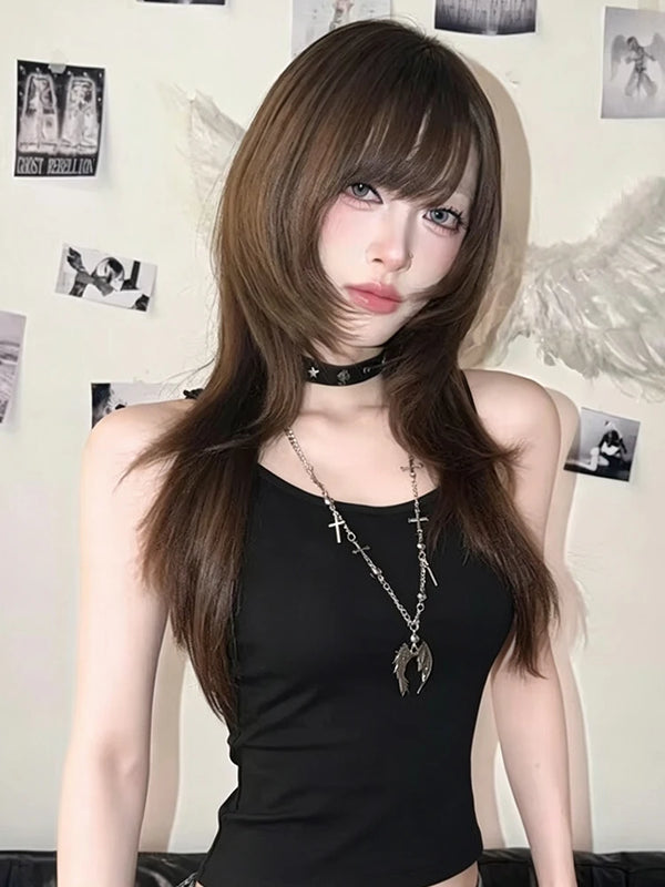 Women Angel Wing Lace Cami Top Back Bow Tie Sleeveless Tank Top Y2K Slim Fit Crop Camisole Summer Streetwear Vest