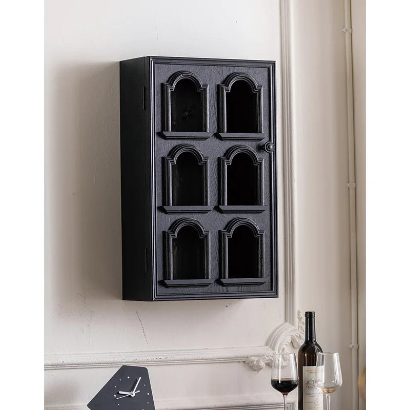 French Rustic Style Home Decor Wall Mounted Black Shelf Rack Solid Wood Storage - View 5 | SAMAG