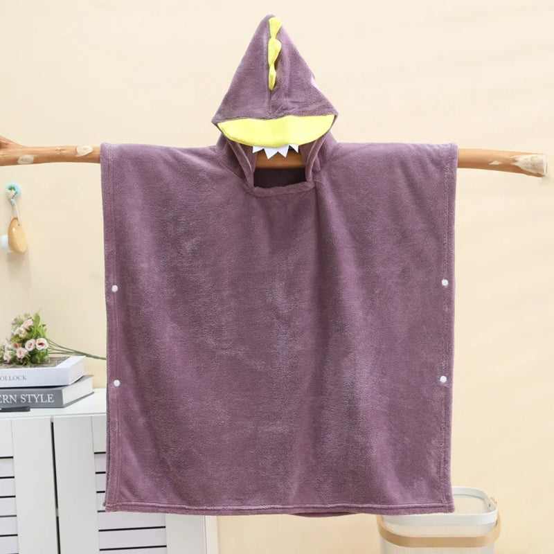 Comfortable Cartoon Baby Bath Towel Quick-Drying with Hat Cartoon Cloak Towel Absorbent Coral Velvet Hooded Bathrobe Children