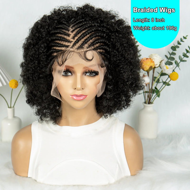 KIMA New Box Braided Wig Synthetic Full Lace Wigs Short Lengths for Black Women Men Braided Wig With Baby Hair Box Braiding Wigs