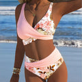 Women's Floral Print Bikini Set Wrap Front Crisscross | SAMAG