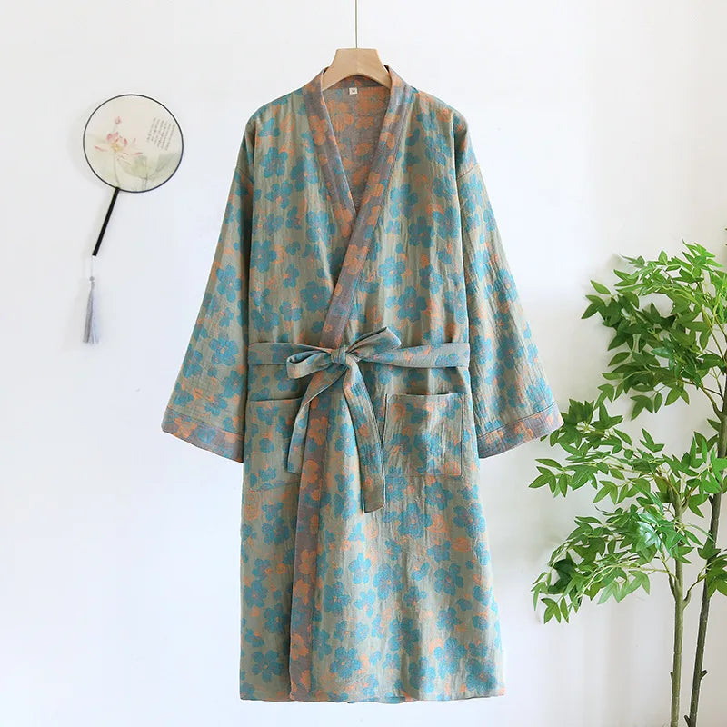 Pure Cotton Robe Women's Pajamas 3/4 Sleeve Spring Autumn | SAMAG