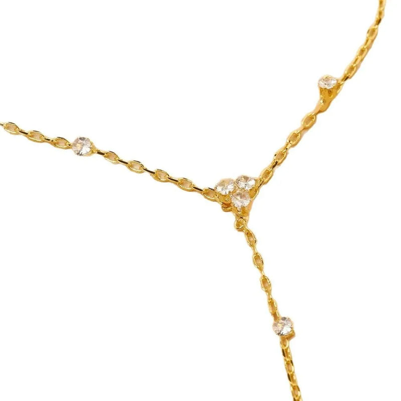 Simple Personality Gold Color Stainless Steel Y Chain Zircon Inlay Adjustable Bracelets for Women Ring Connect Bracelets Jewelry