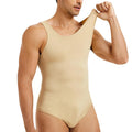 Mens Shapewear Tummy Control Full Body Shaper with Seamless Elastic Round Neck Slimming Bodysuit Sleeveless Undershirts