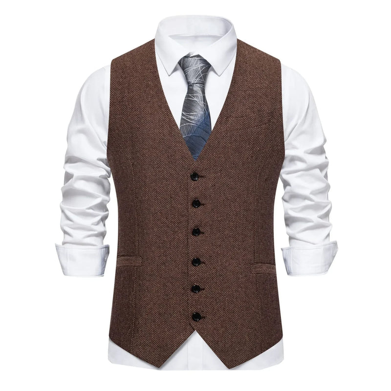 2026 New Men's Plaid Sleeveless Vest, Single Breasted V-Neck Suit Vests,Wedding/Party/Business/Office Waistcoat, Europe Size
