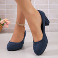 Spring and Autumn 2026 Plus Size High Heels Round Toe Low Heel Single Shoes Elegant Comfortable Square Heel Women's Shoes