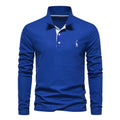 AIOPESON Men's Deer Embroidery Polo Shirts Solid Color Long Sleeve Social Business Male - View 12 | SAMAG