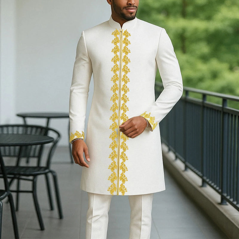 African Traditional Dress Men's Suit Long Sleeve Ethnic Style Printed Patchwork Shirt Casual Pants 2 Piece - View 16 | SAMAG
