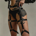 Studded Decor Harness Belt Leg Harness Suspenders Pu Leather Thigh Garter Harness for Women Harness Clothing Accessories