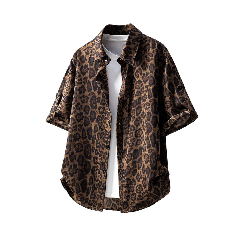 Summer Leopard Print Short-Sleeved Shorts Suit Men'S | SAMAG