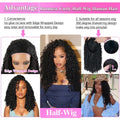 Burmese Curly 3 IN 1 Half Wigs Human Hair Wig Glueless Wigs Ready to Wear Half Wig Drawstring Clip Burmese Curly Hair Half Wig