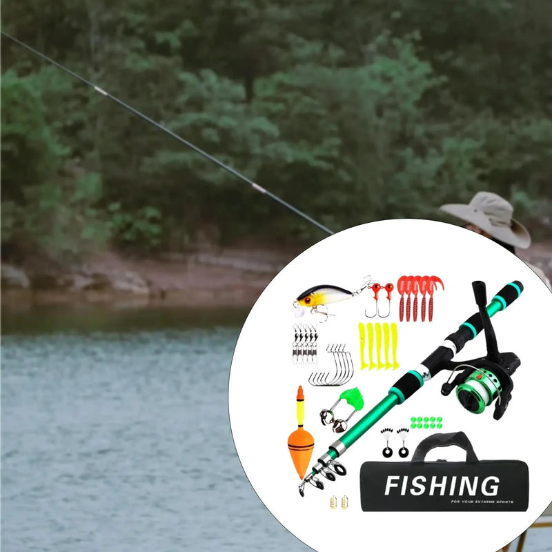 Compact Kids Fishing Rod Set with Reel Telescopic Pole - View 5 | SAMAG