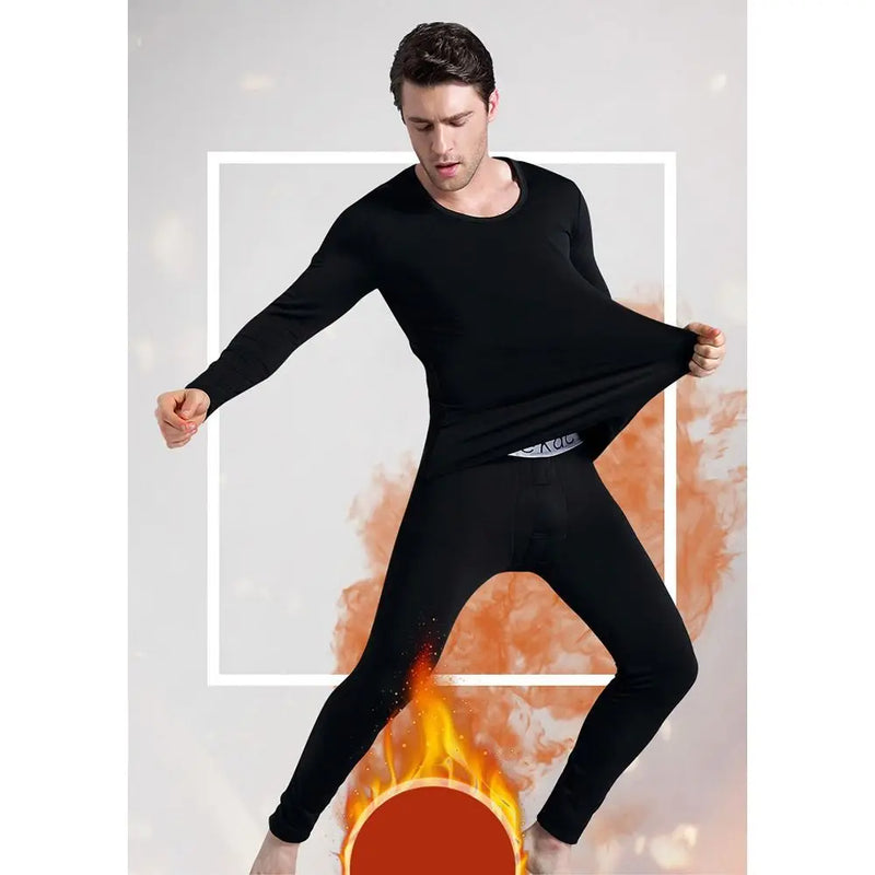 Cold Weather Winter Thermal Underwear Set High Elasticity Skin-Friendly Top & Bottom Set Base Layer Warm Long Johns for Men