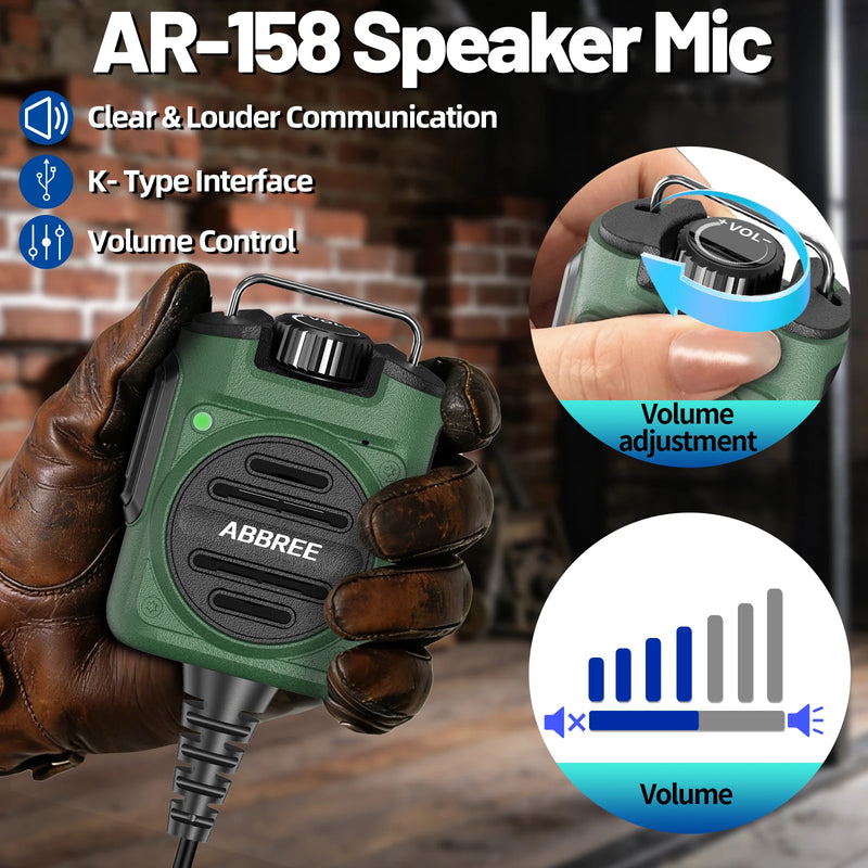 ABBREE AR-158 2Pin Rechargeable Microphone Mic Speaker Volume PTT Tangent For Baofeng UV 5R BF 888S UV 21 PRO Two Way Radio