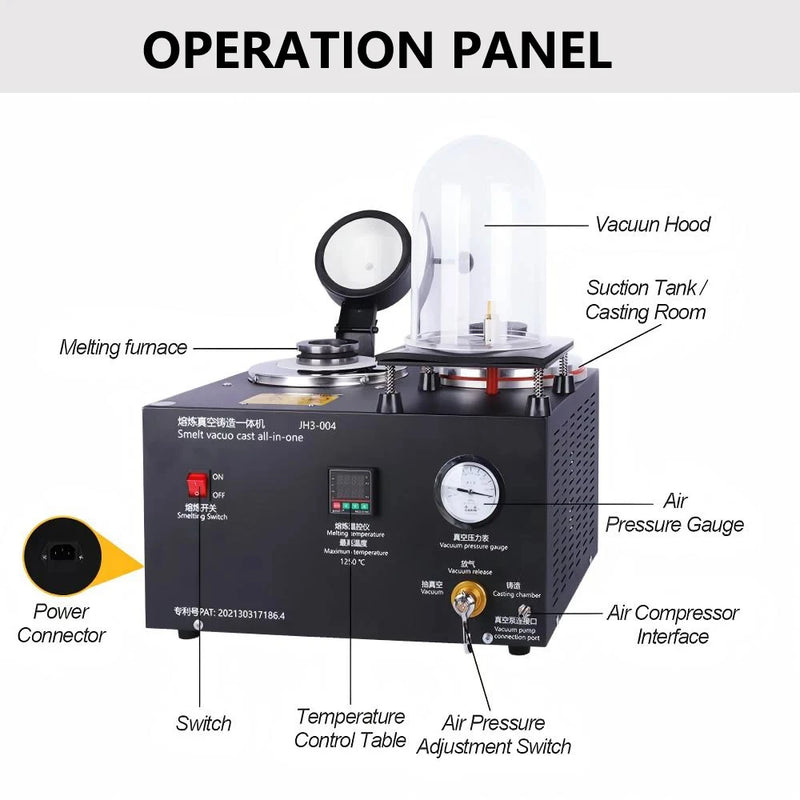 2KG Digital Display Metal Casting Furnace 1150°C High Temp Gold Silver Melting Vacuum Machine Jewelry - Visuel 3 | SAMAG