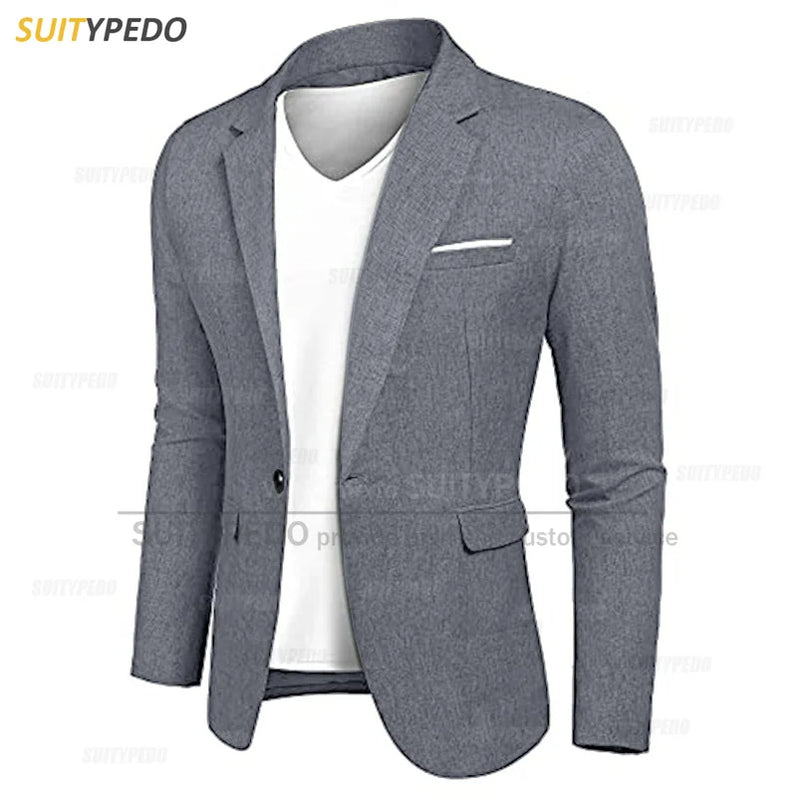 Fashion Navy Blue Jacket For Men Evening Dinner Formal Costumes Wedding Banquet Groomsman High Quality Slim Fit Blazer 1 Piece