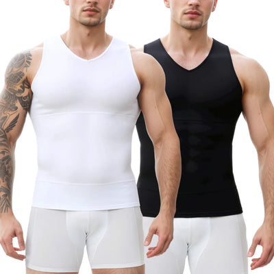Men's V Neck Shapewear Compression Sleeveless Vest | SAMAG