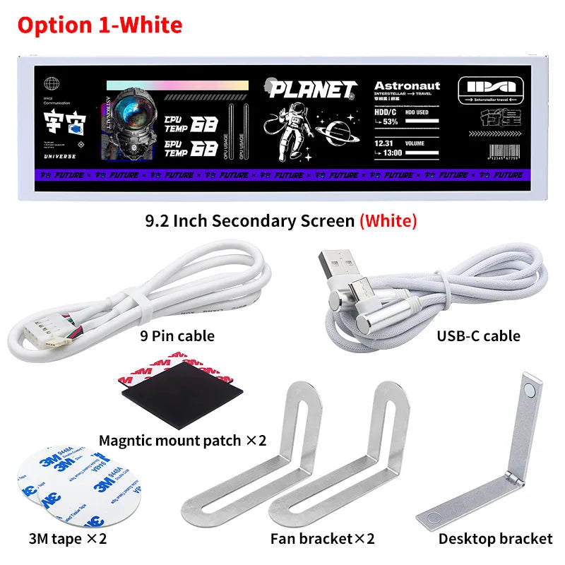 New 9.2 Inch USB-C Smart Screen IPS 1920x462 Secondary Screen Use TURZX Software CPU GPU RAM Computer Monitor for Windows 10 11