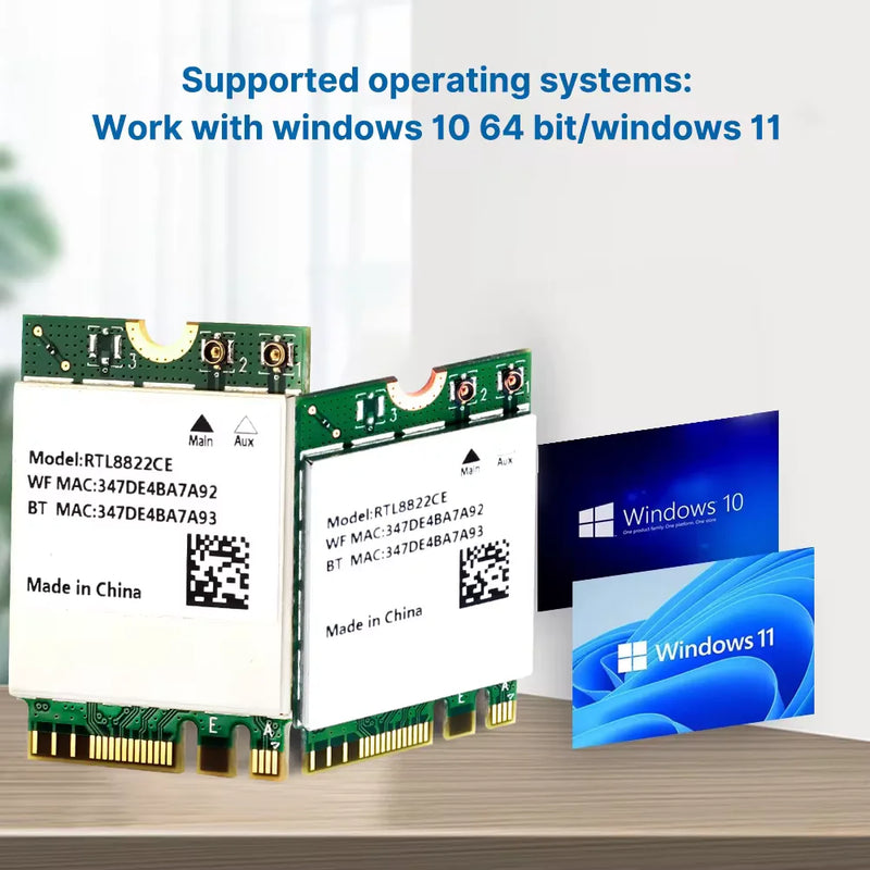 1200Mbps WiFi 5 RTL8822CE Bluetooth 5.1 Dual - band 2.4G/5G 802.11AC Card Network Mini PcIe For Laptop - Visuel 6 | SAMAG