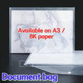 15-Pack Thickened PP 8K A3 Transparent Folder Clips, Waterproof Document Organizer Bags for School & Office Use