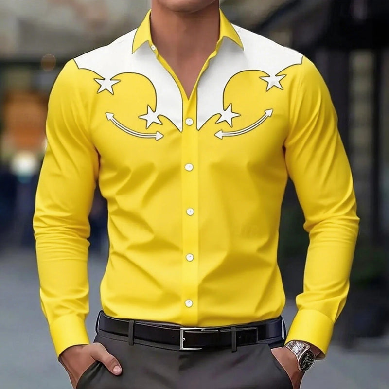 Men's Long Sleeve Shirt Western cowboy Denim Retro | SAMAG