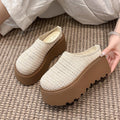 Women Ladies Summer Hollow Knit Mesh Chunky Wedge Heels Platform Round Toe Clogs Slides Casual Lazy Mules Sandals Slippers Shoes