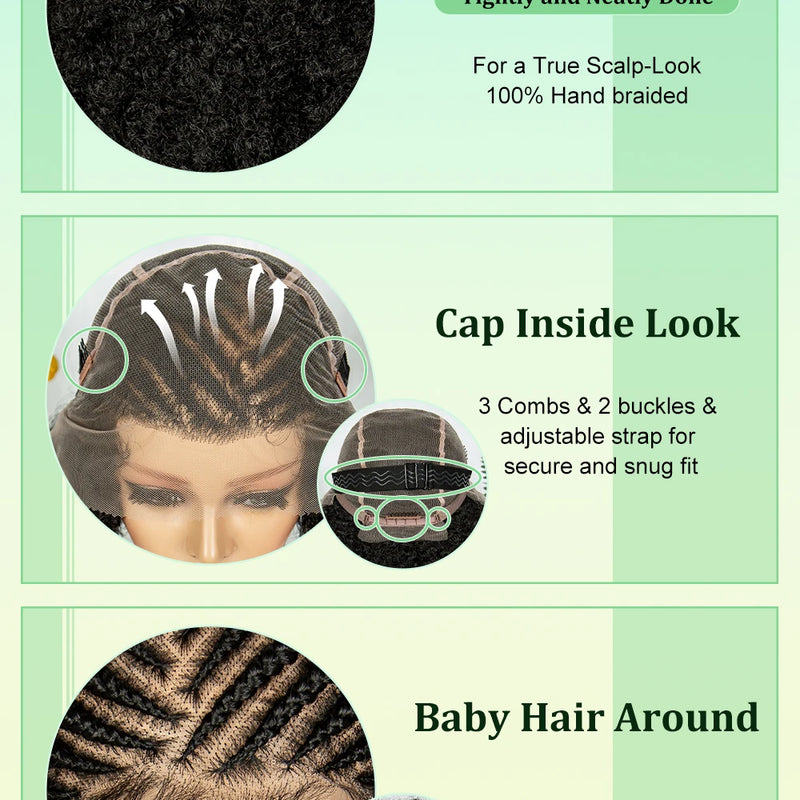 KIMA New Box Braided Wig Synthetic Full Lace Wigs Short Lengths for Black Women Men Braided Wig With Baby Hair Box Braiding Wigs