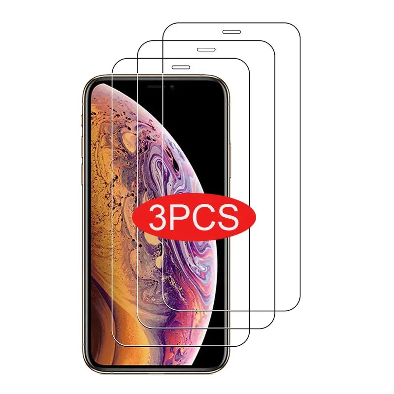 3PCS 9H Tempered Glass For iPhone 14 13 12 11 15 16 17 Pro Max 7 8 Plus Screen Protector For iPhone XS Max XR Protective Glass