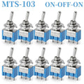10PCS MTS-102 103 202 203 3Pins 6 Pins Mini Toggle Switch For Switching Lamp Light ON-OFF-ON /ON-ON Switch 6A 125VAC