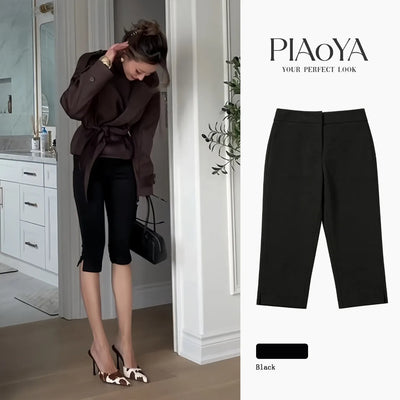 High Waist Slim Black Seven Points Pants Women Summer | SAMAG