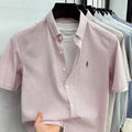 High End Brand Embroidered Striped Shirt Men's Short | SAMAG
