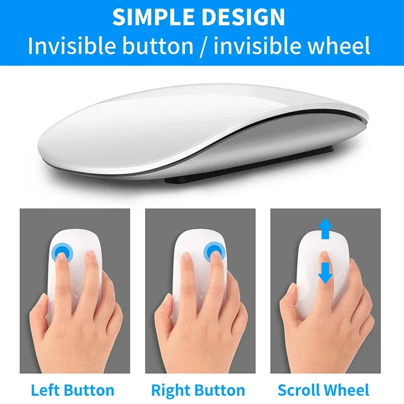 Upgrade Wireless Bluetooth Magic Computer Mouse Rechargeable Touch Slim Ergonomic Dual-Mode Silent PC Mice For Apple Macbook Air