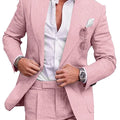 Men‘s Linen Pant Suit Set Plus - size Black Blue Single Button 2 - Piece Summer Business Formal Casual - View 14 | SAMAG