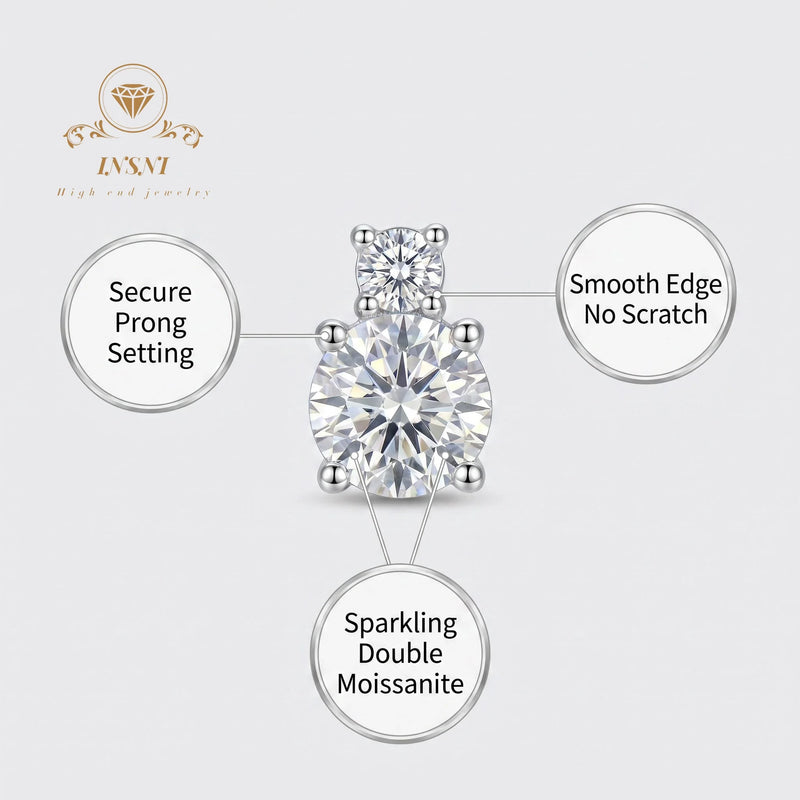 0.5ct D Color Moissanite S925 Silver Four Claw Minimalist Stud Earrings GBA Certified Women's Jewelry Girl - Visuel 6 | SAMAG