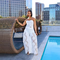 Female Fashion sexy Strapless Design Hollowed Top Pants 2 Piece Set Women Tank Chic Solid Sleeveless Vest Straight Pant Suit