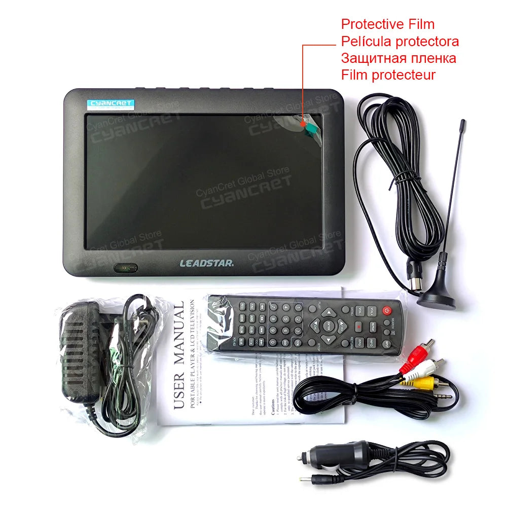 LEADSTAR D8 Portable TV 8 Inch DVB-T2 ATSC ISDB-T tdt DTT Digital and Analog Mini Small Car Television Support TF MP4 H.265 AC3