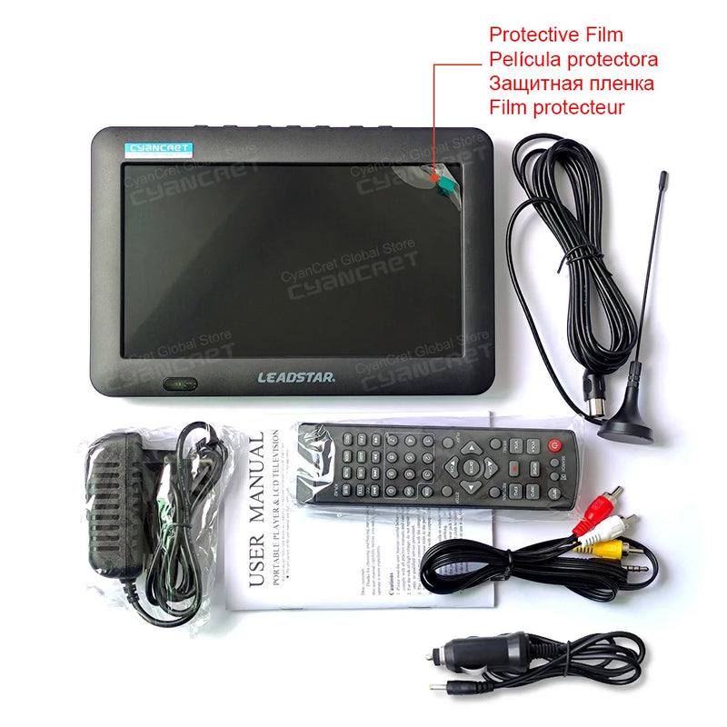 LEADSTAR D8 Portable TV 8 Inch DVB-T2 ATSC ISDB-T tdt DTT Digital and Analog Mini Small Car Television Support TF MP4 H.265 AC3