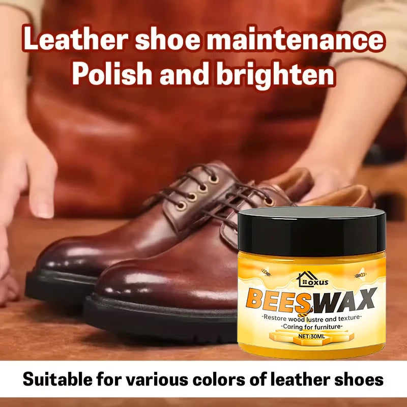 Shoe Care Kit - Suitable for Artificial Leather Surface Polishing and Maintenance, Premium Care Beeswax for Various Colors