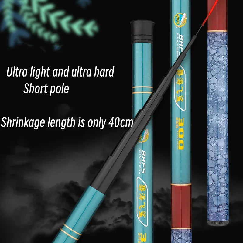 Telescopic Carbon Fiber Fishing Rod Rotating Flying Carp Feeder 1.8m/2.1m/2.4m/2.7m/3.0m/3.6m/4.5m Mini Travel Fishing Rod