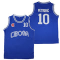 CIBONA Basketball Jersey #10 Petrovic High-Quality Blue Outdoor Sportswear with Embroidery Ventilation for Sports Fans