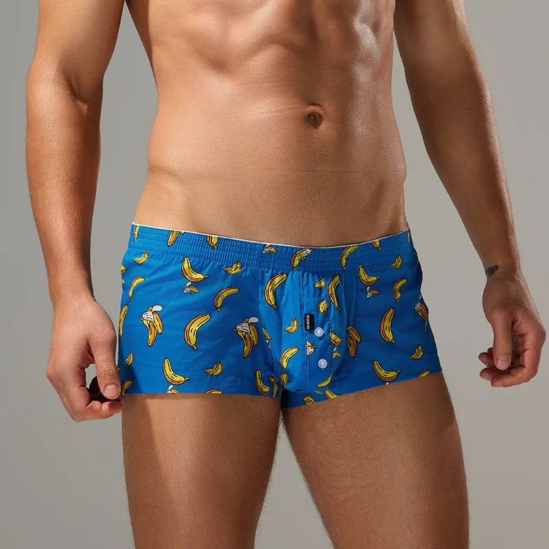 SEOBEAN Men's Cotton Sleepwear U-Shaped Pouch Arro Pants Casual Cotton Home Shorts Trendy Sensual Flat-Bottomed Underwear