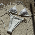 Sexy glitter metal halter tie bikinis sets two pieces | SAMAG