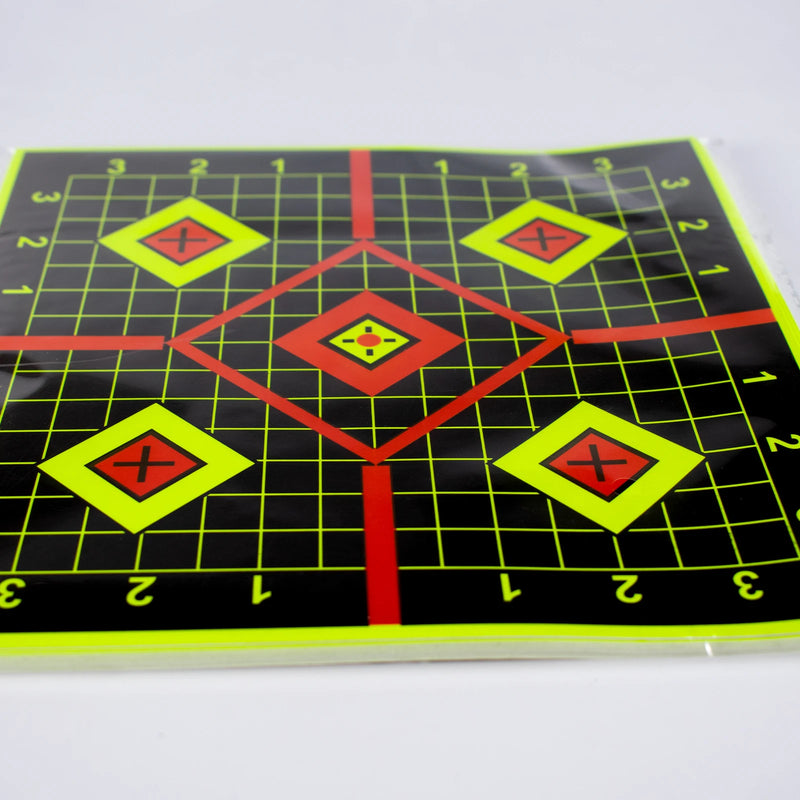 25Pcs 10in Square Shooting Practice Splatter Target Stickers Shooting Target Training Supplies Stickers Fluorescent Color Labels (Can Be Used for Shooting Practice)