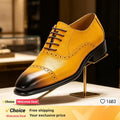 Men's lace up genuine leather business dress shoes, fashionable plus size men's shoes, workplace wedding shoes