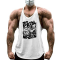 NO PAIN NO GAIN Print Gym Fitness T-Shirt Mens Bodybuilding Sport Sleeveless Vests Cotton Breathable Y-back Suspenders Tank Tops