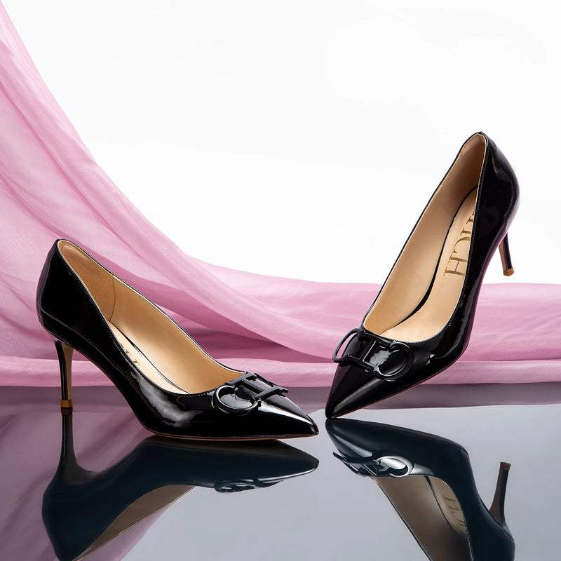 Women's Classic High Heels Simple Upper and Metal Buckle Decoration Simple Fashion Styling