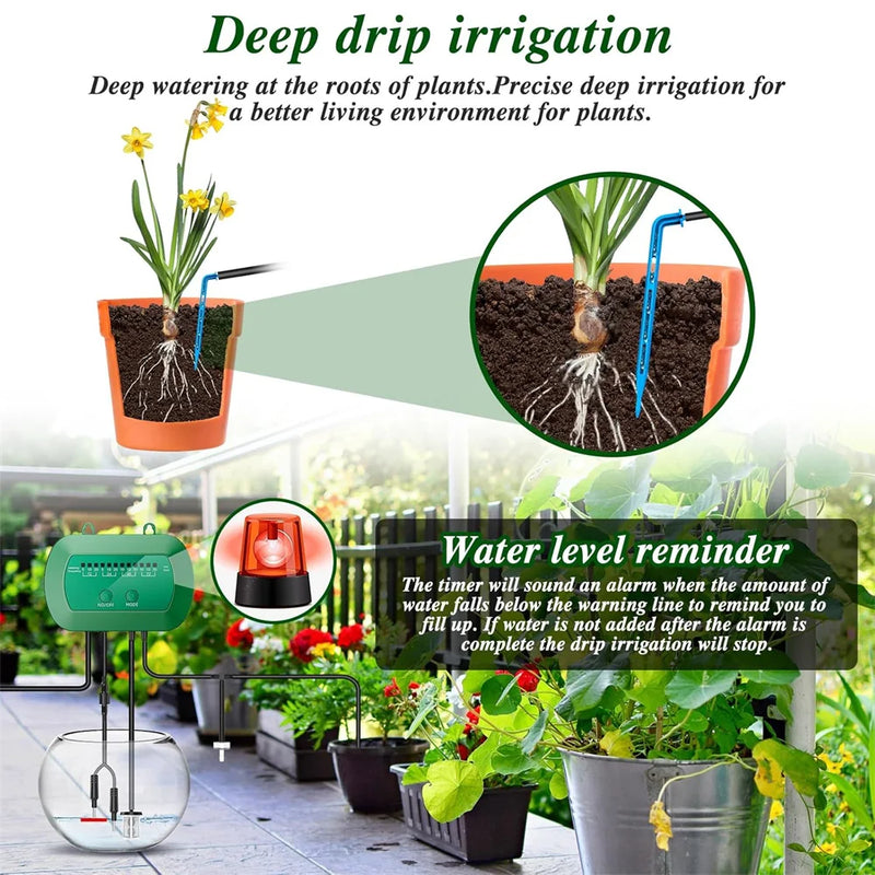 Solar Automatic Watering Kit for Garden, Drip Irrigation Watering System with 15 m Watering Hose, Balconies, Flower Pots, Plants