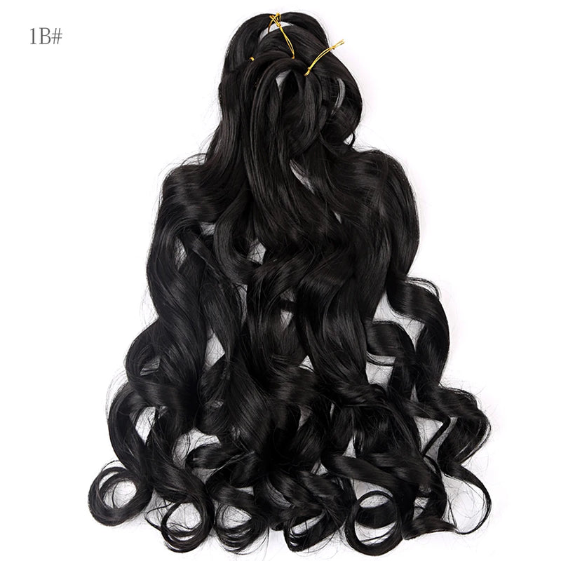 French Curly Crochet Braiding Hair Synthetic Loose Wave Ombre Braids Hair for Women  Spiral Curls Pre Stretched Hair Extensions