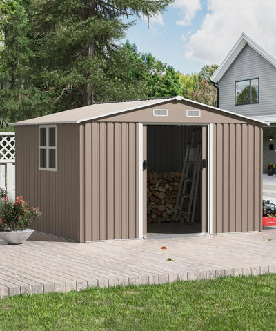 10FT x 8FT Outdoor Storage Shed, Waterproof Lockable Door | SAMAG