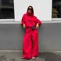 Women Hood Stand Collar Loose Jumpsuit Long Sleeve Elastic Waist Wide Leg Overalls Casual Streetwear One Piece Outfit For Ladies